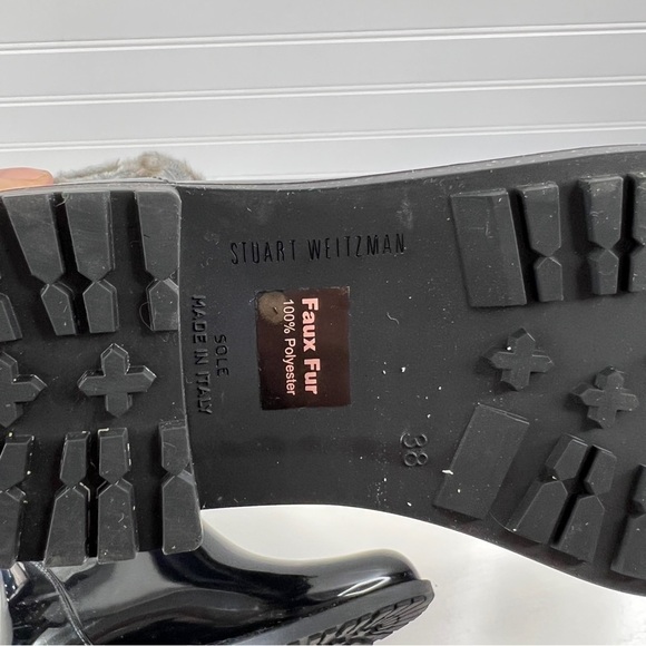 Stuart Weitzman Rebooting Faux-Fur-Trimmed Rain Boots Sz 7.5/38 - Picture 14 of 14